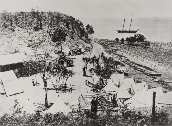 Main Survey Camp with the Gulnare at anchor